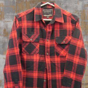 JACHS Shirt Mens Red Black Plaid Heavy Flannel Long Sleeve Button Up Sz Med NWOT